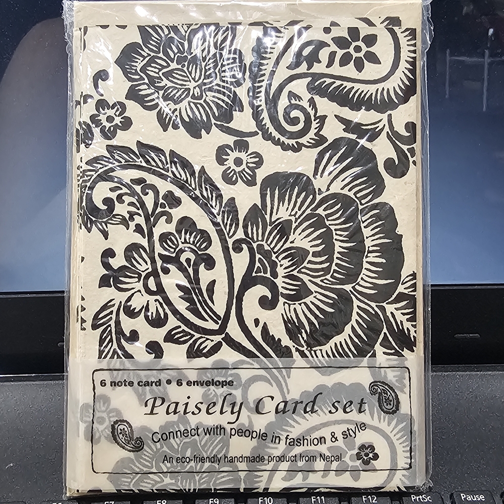 Handcrafted in Nepal Blank Paisley Note Cards Set 5 New in Package L👀K Vintage